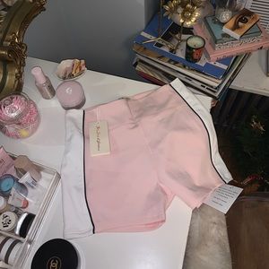 NEVER WORN Baby Pink Brandy Stripe Biker Shorts